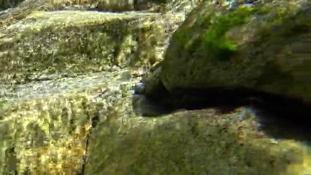 Vatten vässar en sten — Stockvideo