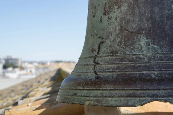 Ancienne Cloche Église Bronze Dans Clocher Cathédrale Faro Algarve Portugal — Photo