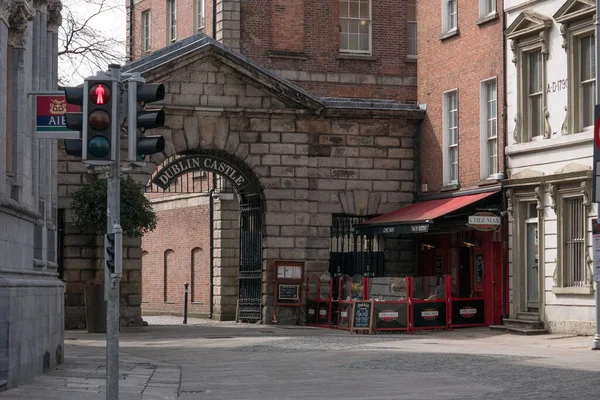 Entrada Arco Castillo Dublín Irlanda Calle Vacía Sin Nadie Visible — Foto de Stock