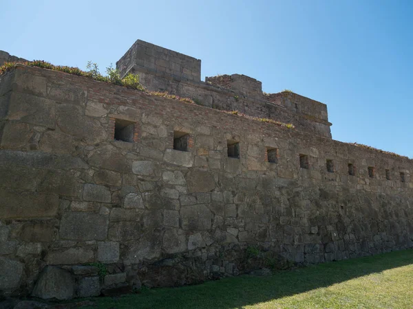 Pared Exterior Piedra Del Antiguo Fuerte Napoleónico Sao Joao Foz — Foto de Stock