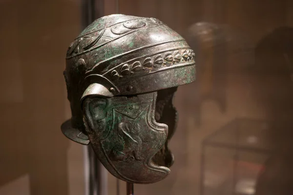 Ancient Roman Legionnaire Helmet Segedunum Roman Fort North East England — Stock Photo, Image