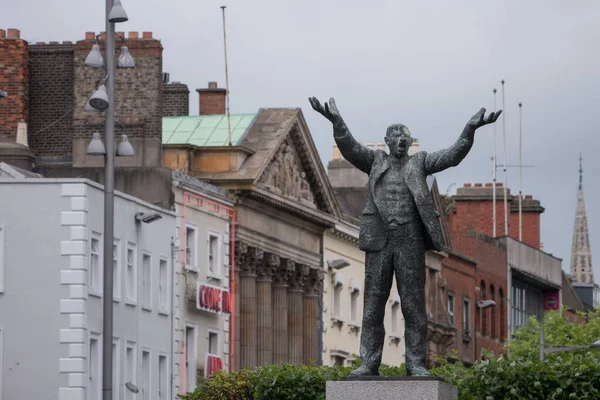 Estatua Jim Larkin Connell Street Dublín Irlanda Con Los Edificios — Foto de Stock