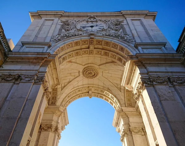 Rua Augusta Arch Praca Comercio Lissabon Portugal Von Unten Mit — Stockfoto