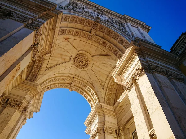 Rua Augusta Arch Praca Comercio Lisbonne Portugal Angle Néerlandais Bas — Photo