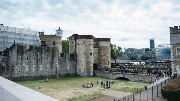 Tower London Pod Údržbou Lešení Plastové Fólie Viditelné Uvnitř Hlavní — Stock fotografie