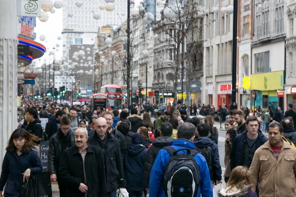 Regent Street Londres Inglaterra Multitudes Compradores Día Del Boxeo — Foto de Stock