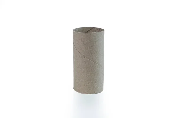 Empty toilet paper cardboard tube isolated on white background with soft shadow