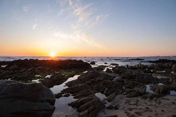 Sonnenuntergang Der Felsigen Küste Des Atlantiks Portugal — Stockfoto