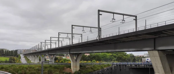 Metro Spoorbrug Bij Maia Portugal Een Bewolkte Dag — Stockfoto