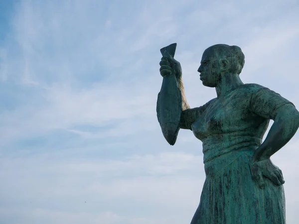 Denkmal Für Die Statue Der Fischerin Povoa Varzim Portugal Zum — Stockfoto