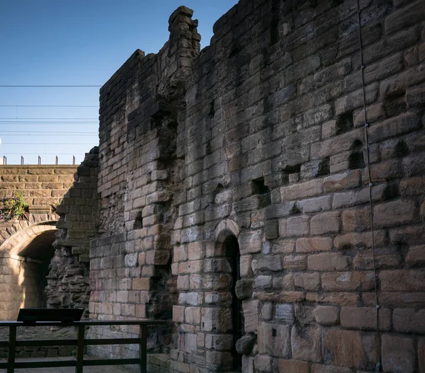 Zbytky Starých Středověkých Hradních Zdí Newcastle Tyne England Now Ruin — Stock fotografie