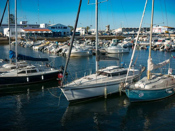Porto Repleto Barcos Recreio Barcos Pesca Faro Algarve Portugal Num — Fotografia de Stock
