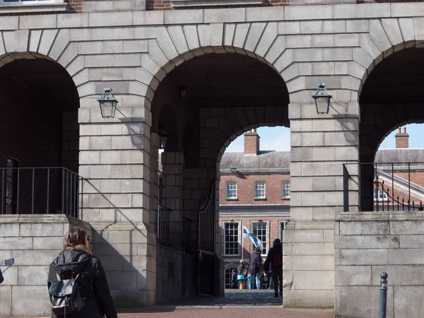 Castillo Dublín Irlanda Entrada Arqueada Patio Interior — Foto de Stock