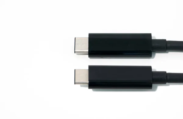 Zwarte Usb Usb Type Kabel Connectoren Witte Achtergrond — Stockfoto
