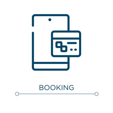 Ayırtma simgesi. Doğrusal vektör çizimi. Taslak rezervasyon simgesi vektörü. Web ve mobil uygulamalarda kullanmak için ince çizgi sembolü, logo, yazdırma ortamı.