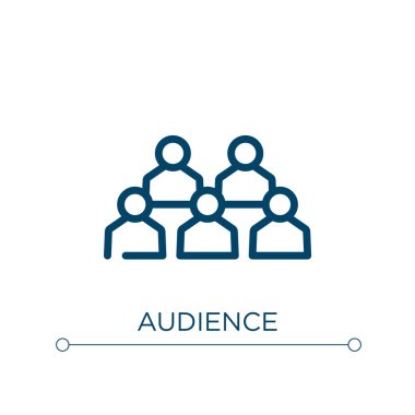 İzleyici simgesi. Doğrusal vektör çizimi. Ana hatlı izleyici simgesi vektörü. Web ve mobil uygulamalarda kullanmak için ince çizgi sembolü, logo, yazdırma ortamı.