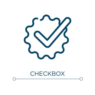 İşaretleme kutusu simgesi. Doğrusal vektör çizimi. Taslak onay kutusu simgesi vektörü. Web ve mobil uygulamalarda kullanmak için ince çizgi sembolü, logo, yazdırma ortamı.