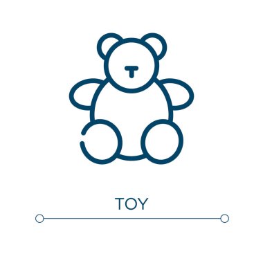 Oyuncak simgesi. Doğrusal vektör çizimi. Taslak oyuncak ikon vektörü. Web ve mobil uygulamalarda kullanmak için ince çizgi sembolü, logo, yazdırma ortamı.