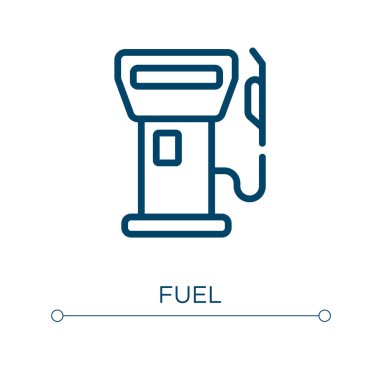 Yakıt ikonu. Doğrusal vektör çizimi. Yakıt ikonu vektörünü özetle. Web ve mobil uygulamalarda kullanmak için ince çizgi sembolü, logo, yazdırma ortamı.
