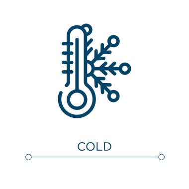 Soğuk ikon. Doğrusal vektör çizimi. Taslak soğuk ikon vektörü. Web ve mobil uygulamalarda kullanmak için ince çizgi sembolü, logo, yazdırma ortamı.