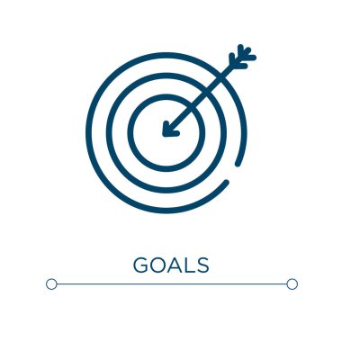 Hedef simgesi. Doğrusal vektör çizimi. Özet hedef ikon vektörü. Web ve mobil uygulamalarda kullanmak için ince çizgi sembolü, logo, yazdırma ortamı.