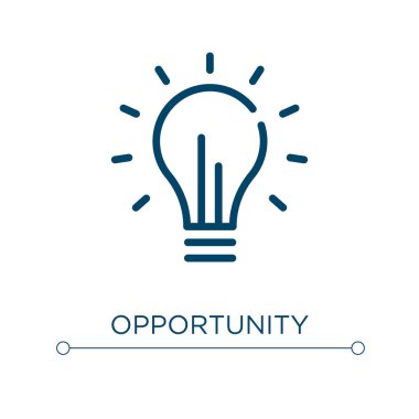 Fırsat ikonu. Doğrusal vektör çizimi. Taslak fırsat simgesi vektörü. Web ve mobil uygulamalarda kullanmak için ince çizgi sembolü, logo, yazdırma ortamı.