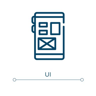 Ui simgesi. Doğrusal vektör çizimi. ui ikon vektörünü özetle. Web ve mobil uygulamalarda kullanmak için ince çizgi sembolü, logo, yazdırma ortamı.