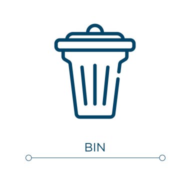 Çöp kutusu simgesi. Doğrusal vektör çizimi. Taslak bin simgesi vektörü. Web ve mobil uygulamalarda kullanmak için ince çizgi sembolü, logo, yazdırma ortamı.