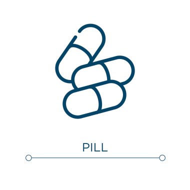 Hap ikonu. Doğrusal vektör çizimi. Taslak hap ikonu vektörü. Web ve mobil uygulamalarda kullanmak için ince çizgi sembolü, logo, yazdırma ortamı.