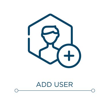 Kullanıcı simgesi ekle. Doğrusal vektör çizimi. Taslak kullanıcı simgesi vektörü ekle. Web ve mobil uygulamalarda kullanmak için ince çizgi sembolü, logo, yazdırma ortamı.