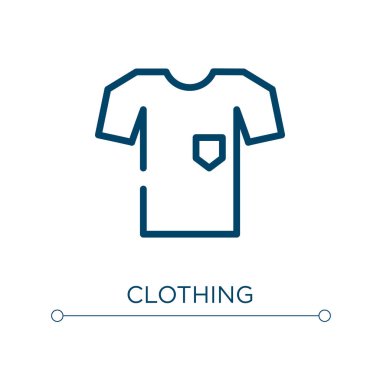 Kıyafet ikonu. Doğrusal vektör çizimi. Taslak giyim ikonu vektörü. Web ve mobil uygulamalarda kullanmak için ince çizgi sembolü, logo, yazdırma ortamı.