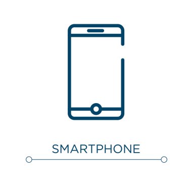 Akıllı telefon ikonu. Doğrusal vektör çizimi. Taslak akıllı telefon ikon vektörü. Web ve mobil uygulamalarda kullanmak için ince çizgi sembolü, logo, yazdırma ortamı.