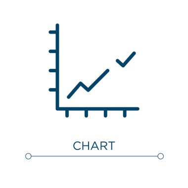 Grafik simgesi. Doğrusal vektör çizimi. Çizgi çizelgesi simgesi vektörü. Web ve mobil uygulamalarda kullanmak için ince çizgi sembolü, logo, yazdırma ortamı.