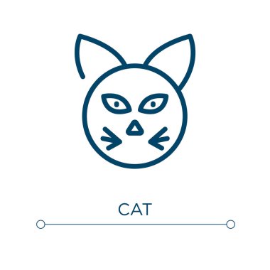 Kedi ikonu. Doğrusal vektör çizimi. Taslak kedi simgesi vektörü. Web ve mobil uygulamalarda kullanmak için ince çizgi sembolü, logo, yazdırma ortamı.