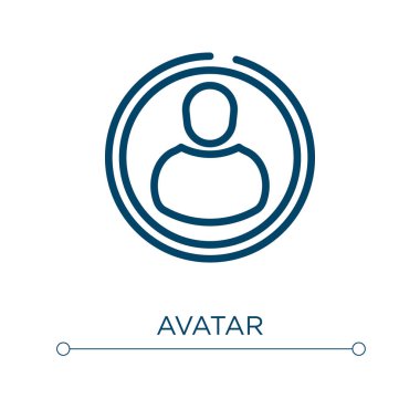 Avatar ikonu. Doğrusal vektör çizimi. Taslak Avatar ikon vektörü. Web ve mobil uygulamalarda kullanmak için ince çizgi sembolü, logo, yazdırma ortamı.