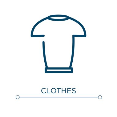 Kıyafet ikonu. Doğrusal vektör çizimi. Taslak kıyafet ikon vektörü. Web ve mobil uygulamalarda kullanmak için ince çizgi sembolü, logo, yazdırma ortamı.