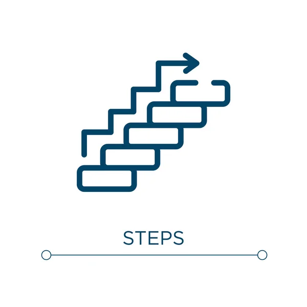 Passi Icona Illustrazione Vettoriale Lineare Schema Passi Icona Vettoriale Simbolo — Vettoriale Stock
