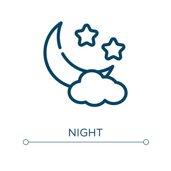 Ícone Noite Ilustração Vetorial Linear Esboço Vetor Ícone Noite Símbolo — Vetor de Stock