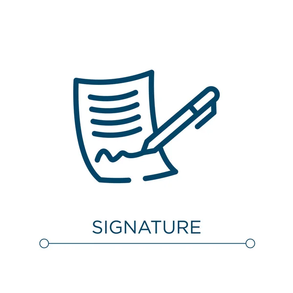 Icône Signature Illustration Vectorielle Linéaire Image Vectorielle Icône Signature Symbole — Image vectorielle