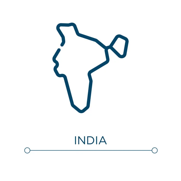 India Ikonja Lineáris Vektor Illusztráció Vázolja Fel India Ikonvektorát Vékony — Stock Vector