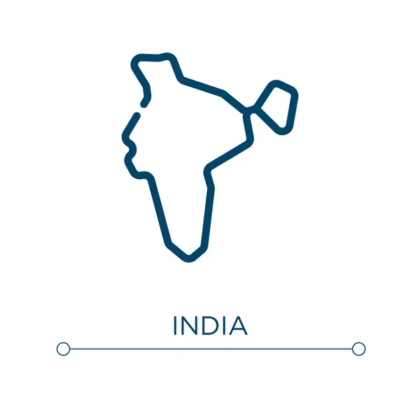 Indienikonen Linjär Vektorillustration Redogör För India Ikon Vektor Tunn Linje — Stock vektor