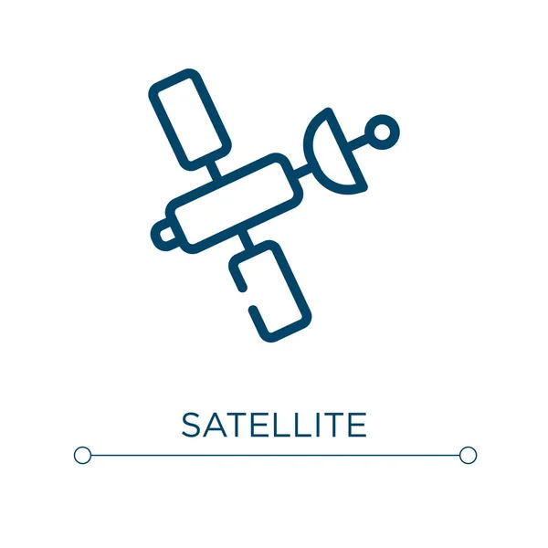 Satelliten Symbol Lineare Vektordarstellung Umriss Satelliten Icon Vektor Thin Line — Stockvektor