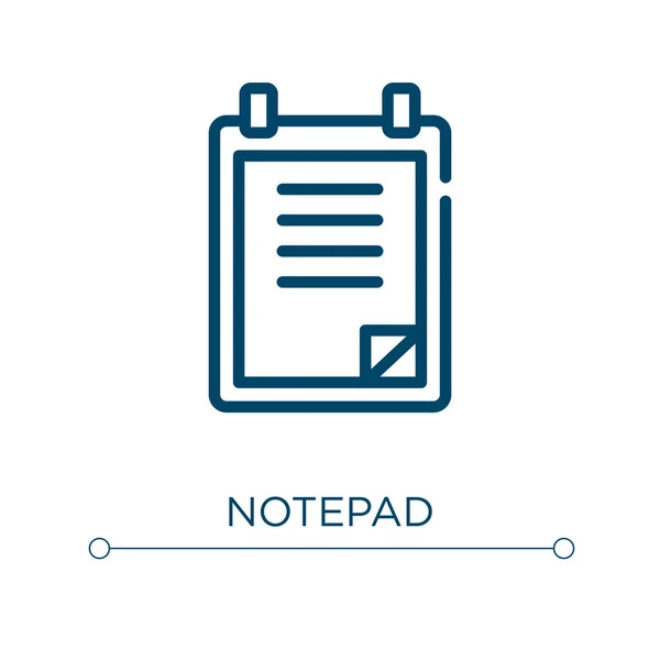 Notepad Icoon Lineaire Vectorillustratie Schets Notepad Icoon Vector Dunne Lijn — Stockvector