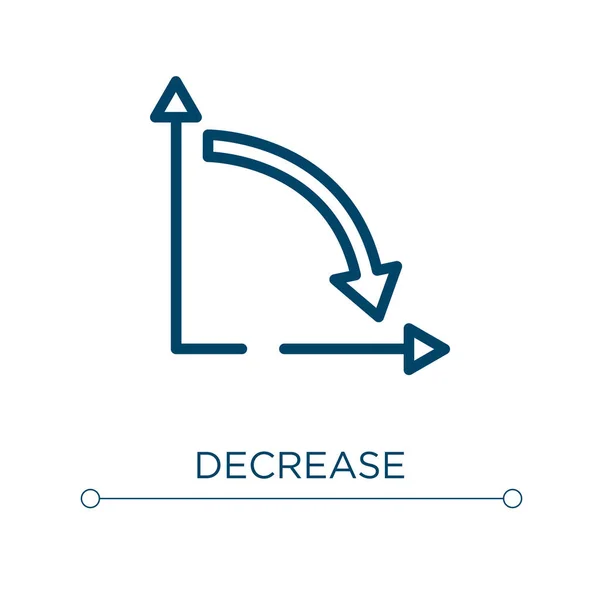 Diminuir Ícone Ilustração Vetorial Linear Esboço Diminuir Vetor Ícone Símbolo — Vetor de Stock