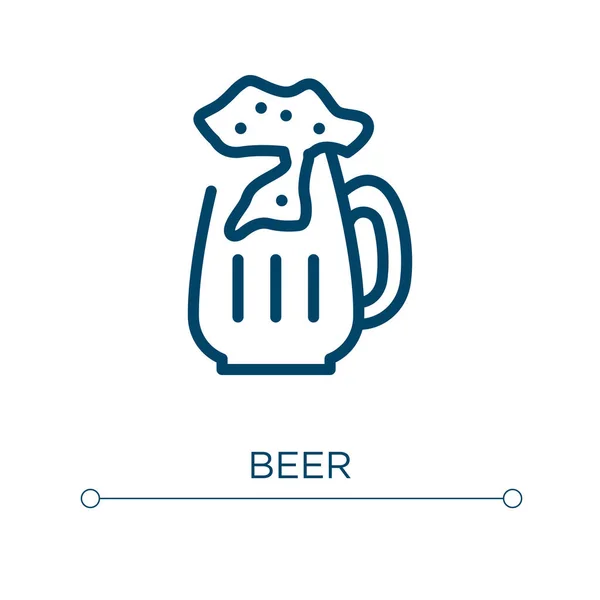 ビールのアイコン 線形ベクトル図 概要ビールアイコンベクトル Webやモバイルアプリ 印刷メディアで使用するための細い線のシンボル — ストックベクタ