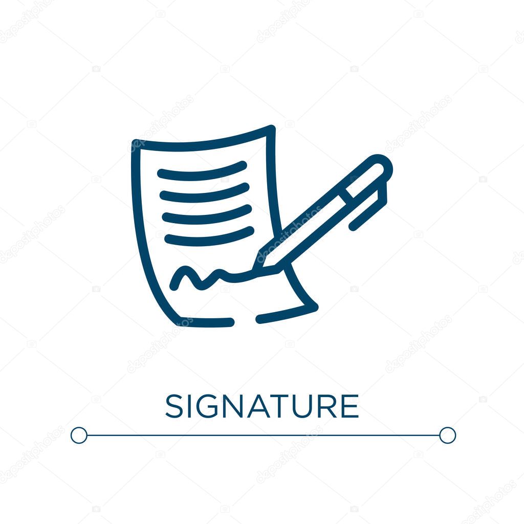 Signature icon. Linear vector illustration. Outline signature icon vector. Thin line symbol for use on web and mobile apps, logo, print media.