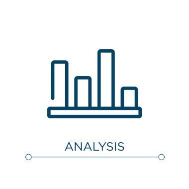Analiz simgesi. Doğrusal vektör çizimi. Taslak analiz ikonu vektörü. Web ve mobil uygulamalarda kullanmak için ince çizgi sembolü, logo, yazdırma ortamı.