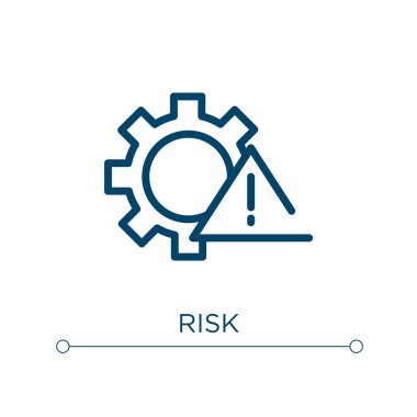 Risk simgesi. Doğrusal vektör çizimi. Taslak risk ikonu vektörü. Web ve mobil uygulamalarda kullanmak için ince çizgi sembolü, logo, yazdırma ortamı.