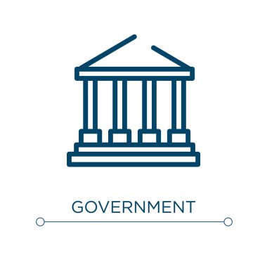 Hükümet ikonu. Doğrusal vektör çizimi. Hükümet ikon vektörünü özetle. Web ve mobil uygulamalarda kullanmak için ince çizgi sembolü, logo, yazdırma ortamı.
