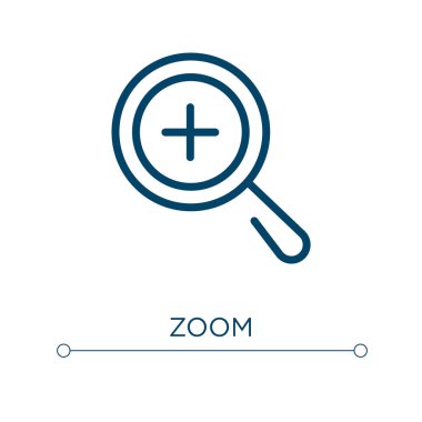 İkon yakınlaştır. Doğrusal vektör çizimi. Taslak yakınlaştırma ikonu vektörü. Web ve mobil uygulamalarda kullanmak için ince çizgi sembolü, logo, yazdırma ortamı.